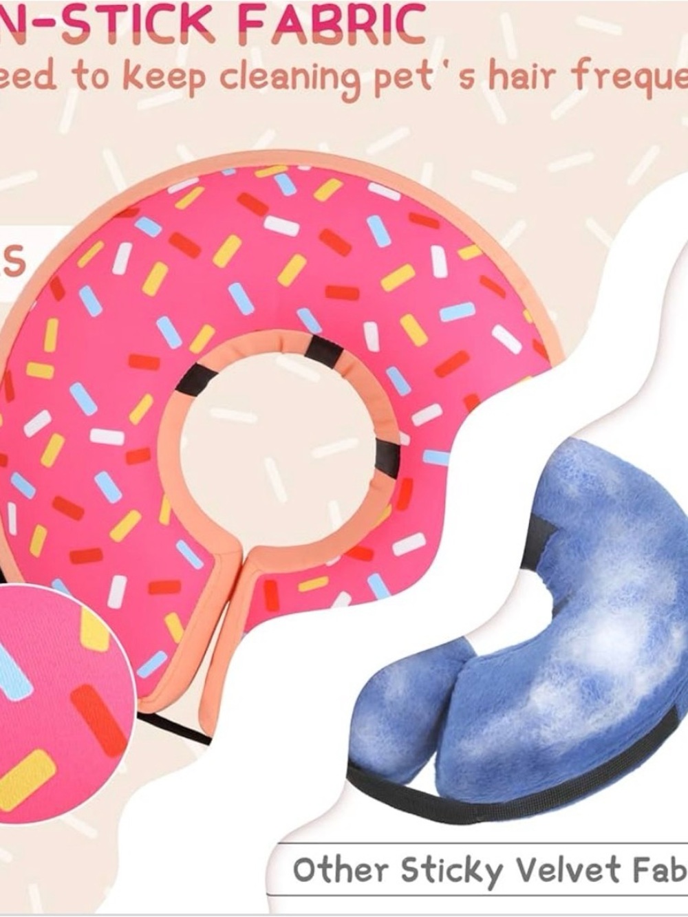 Donut-Style Inflatable Recovery Collar for Dogs - Pink Sprinkle medium - Picture 4 of 6